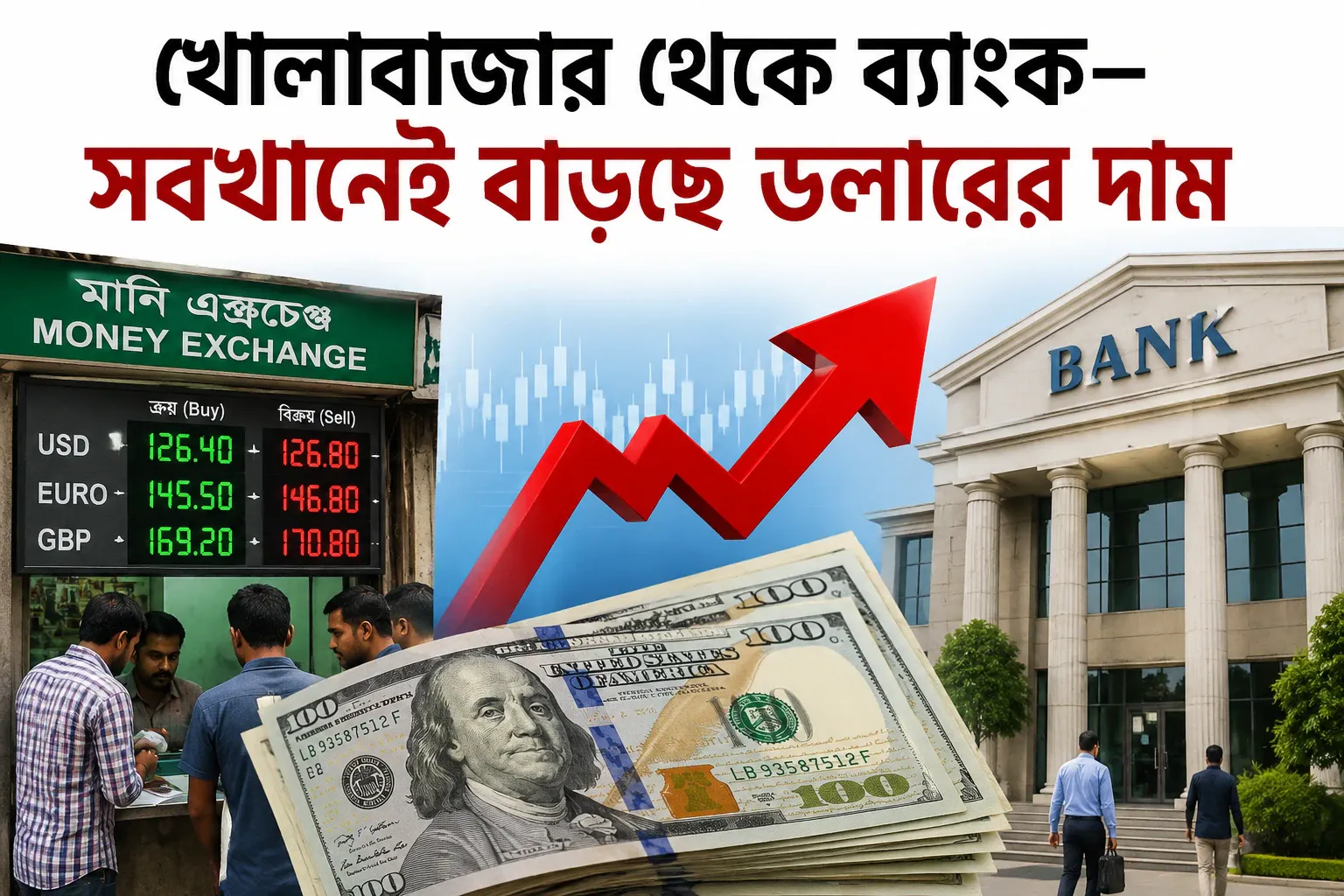 খোলাবাজার - ব্যাংক : সবখানেই বাড়ছে ডলারের দাম
