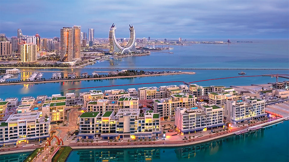 Qatar's new island features open-air "forest" cooled for summer strolls