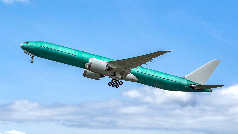 First production 777X takes flight