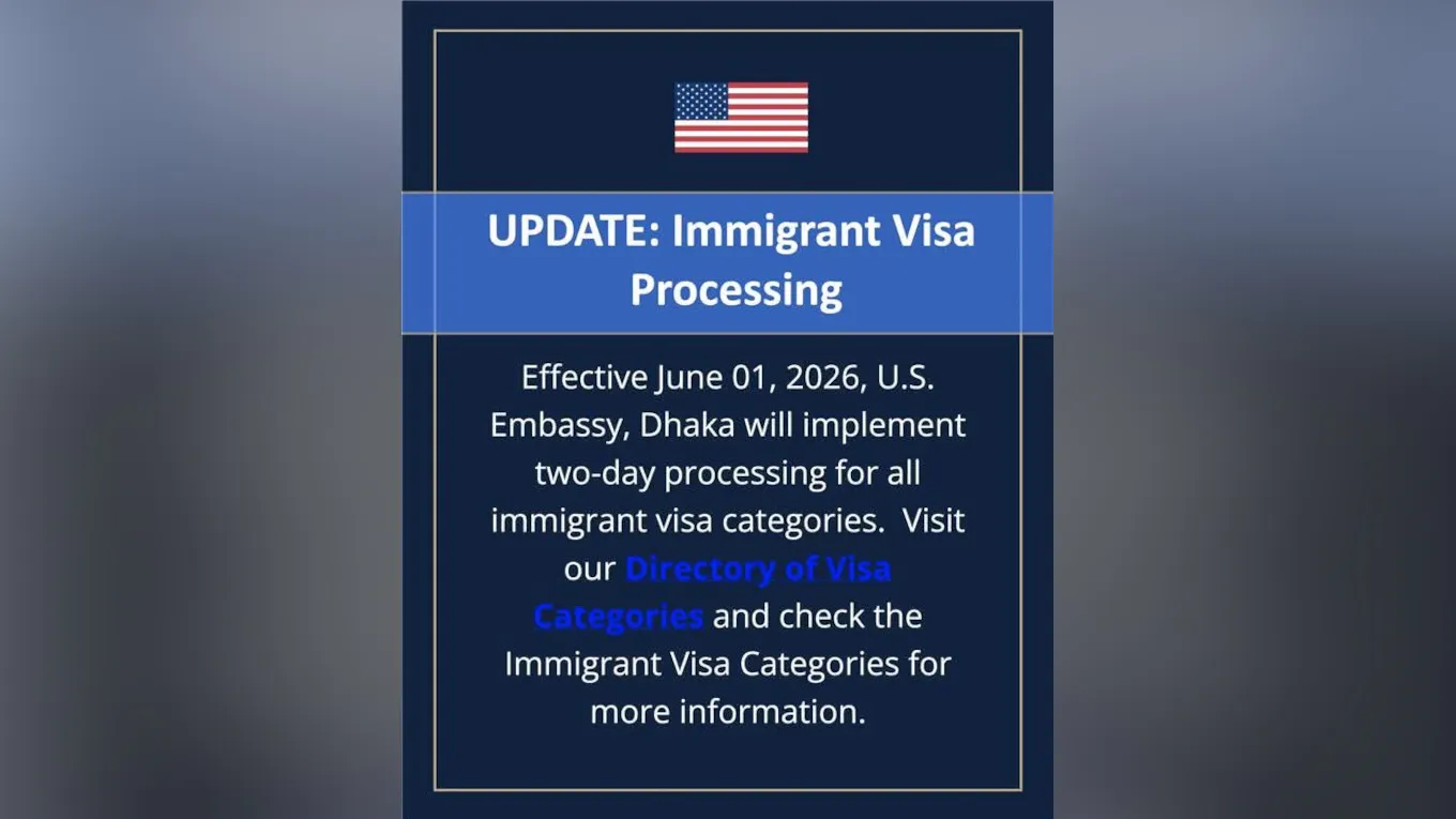 U.S. Embassy Dhaka introduces two-day processing for immigrant visas