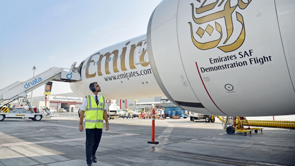 Emirates operates flight powered with 100% Sustainable Aviation Fuel