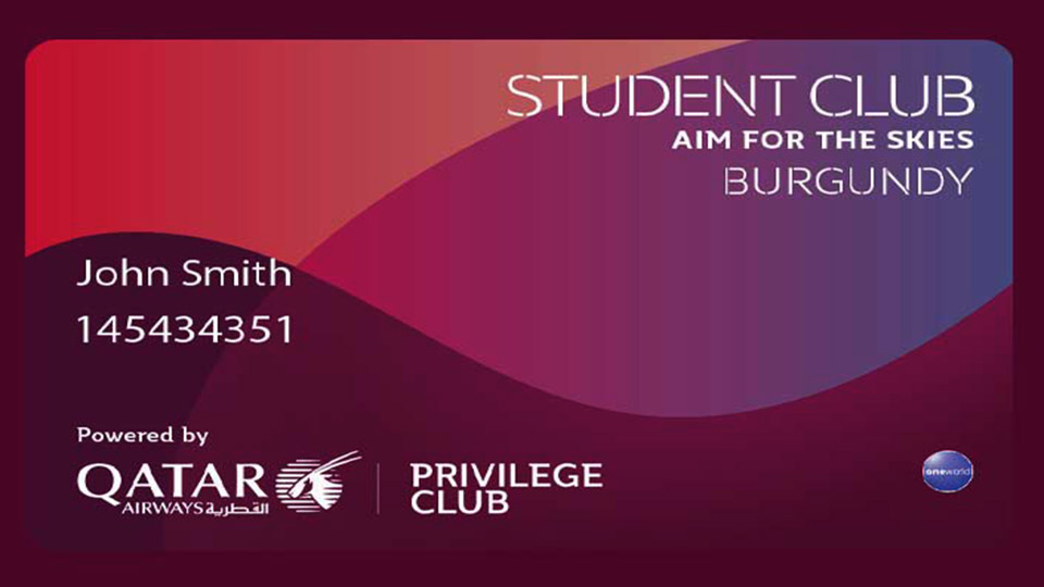 Qatar Airways Student Club privilege card offers exclusive benefits